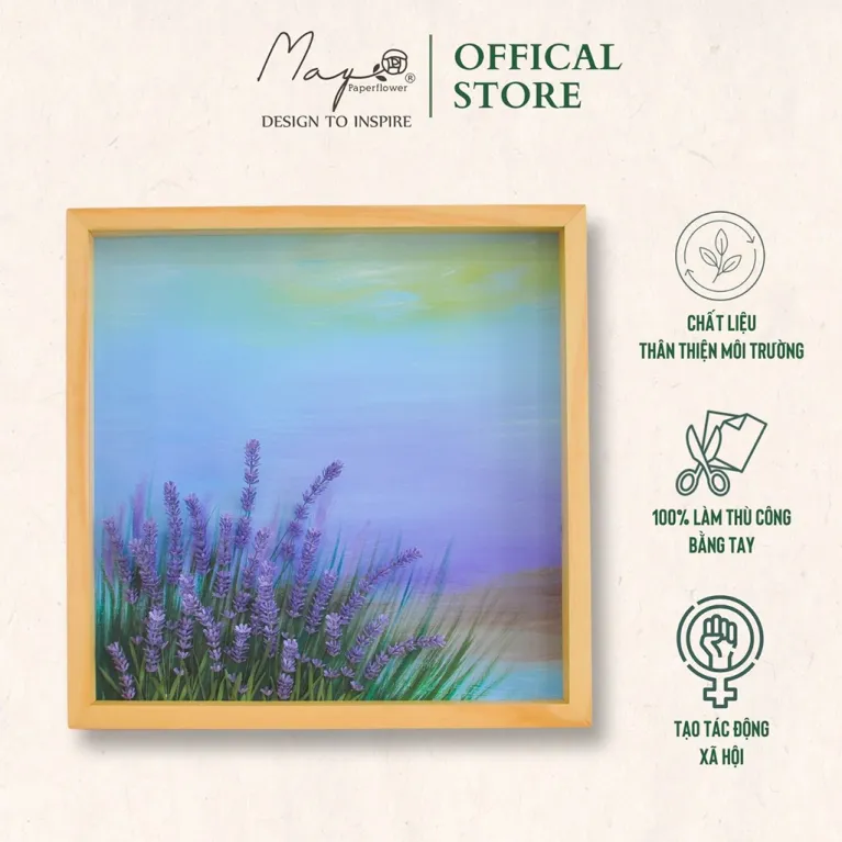Lavender Field Handmade Paper Flower Painting - MAYPAPERFLOWER