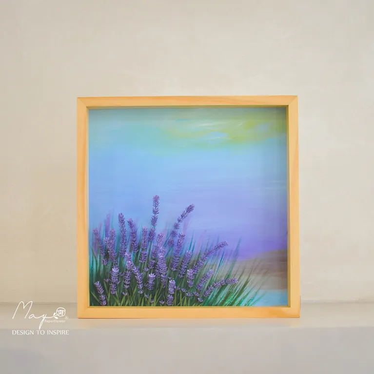 Lavender Field Handmade Paper Flower Painting - MAYPAPERFLOWER