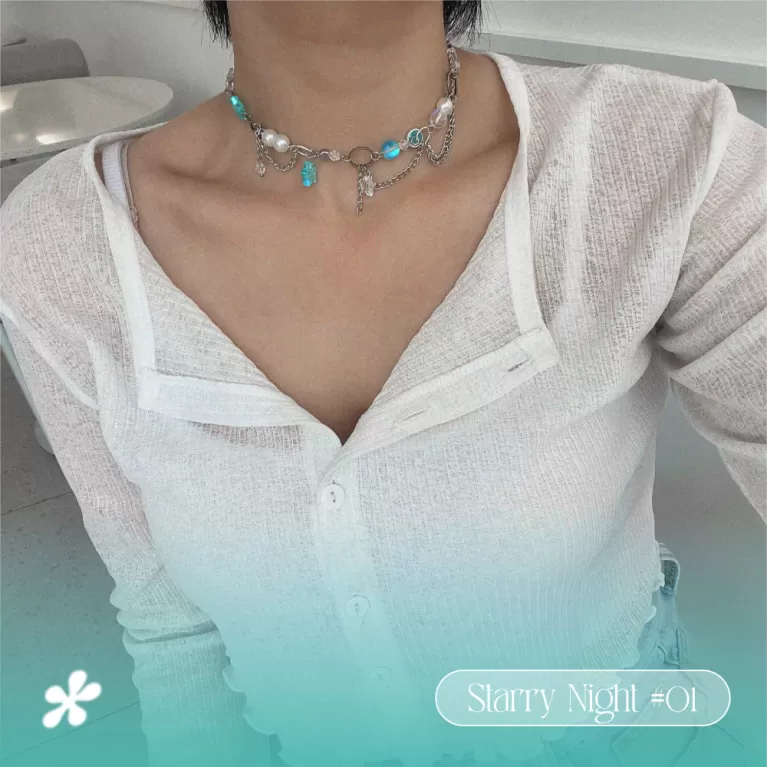 extreme 01 blue star necklace, starry night collection, unique design, beautiful color combination, youthful and dynamic style