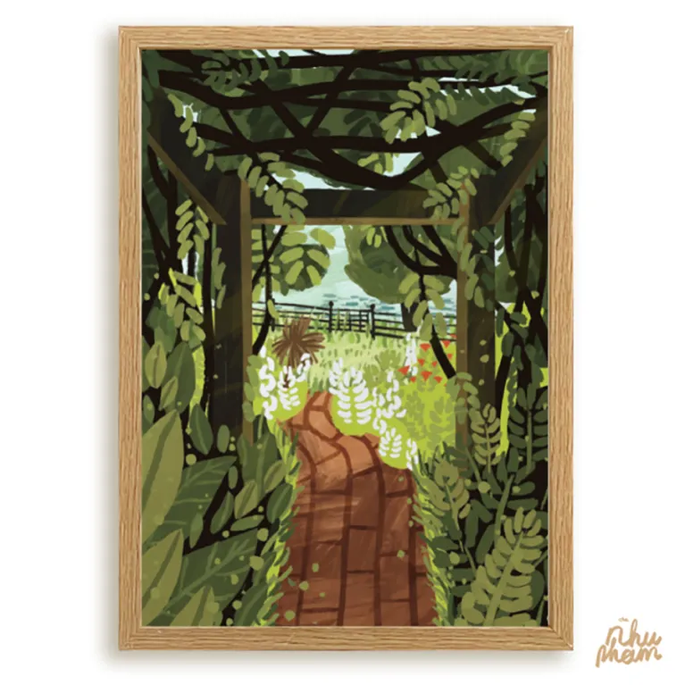 garden no.2 decorative art print, size a3 / a4, included frame, freshness of nature, vibrant colors, decorative artwork