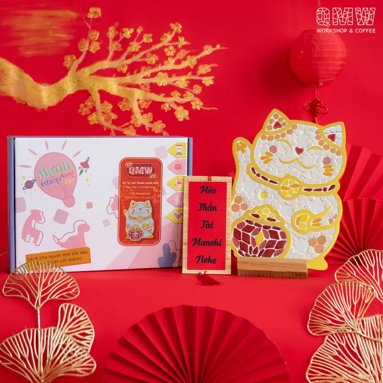 [tết 2024] mèo thần, bộ kit tự làm tranh ghép gốm cho bé, đa dạng mẫu mã, chất liệu gốm cao cấp, quà tặng ý nghĩa và giáo dục cho trẻ