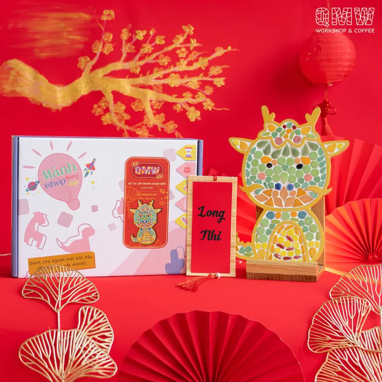 [2024 tet] baby dragon, diy mosaic kit for kids, handcrafted toy, premium and safe material, comprehensive development for children