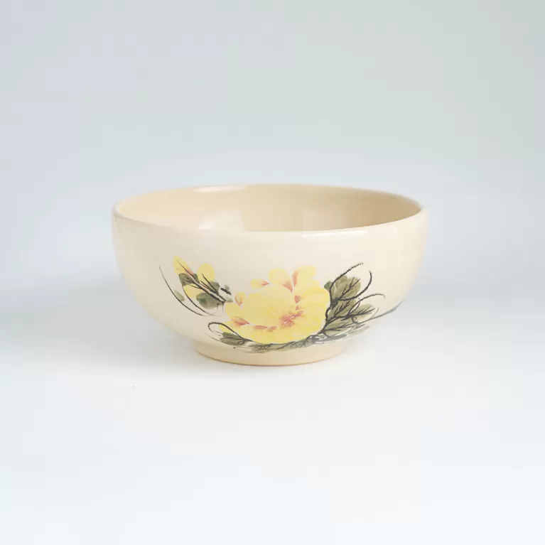 bát gốm sứ lớn "hoài", hoa mẫu đơn vàng nhạt, tu hú ceramics, chus
