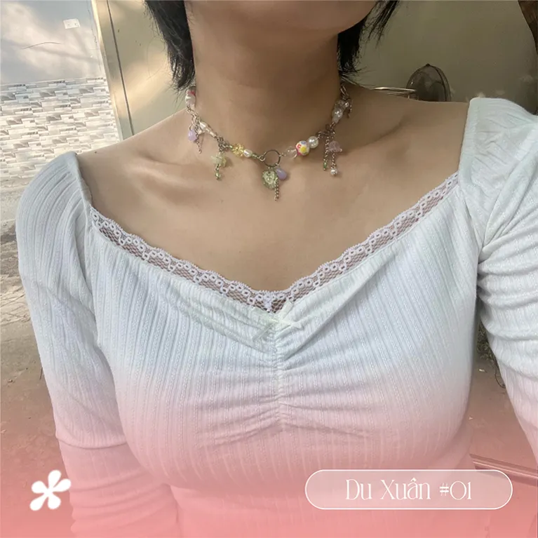 vòng cổ hạt phiên bản đặc biệt 1, bst du xuân, form ngắn, tông màu trong trẻo và nhã nhặn, phụ kiện thời trang độc đáo