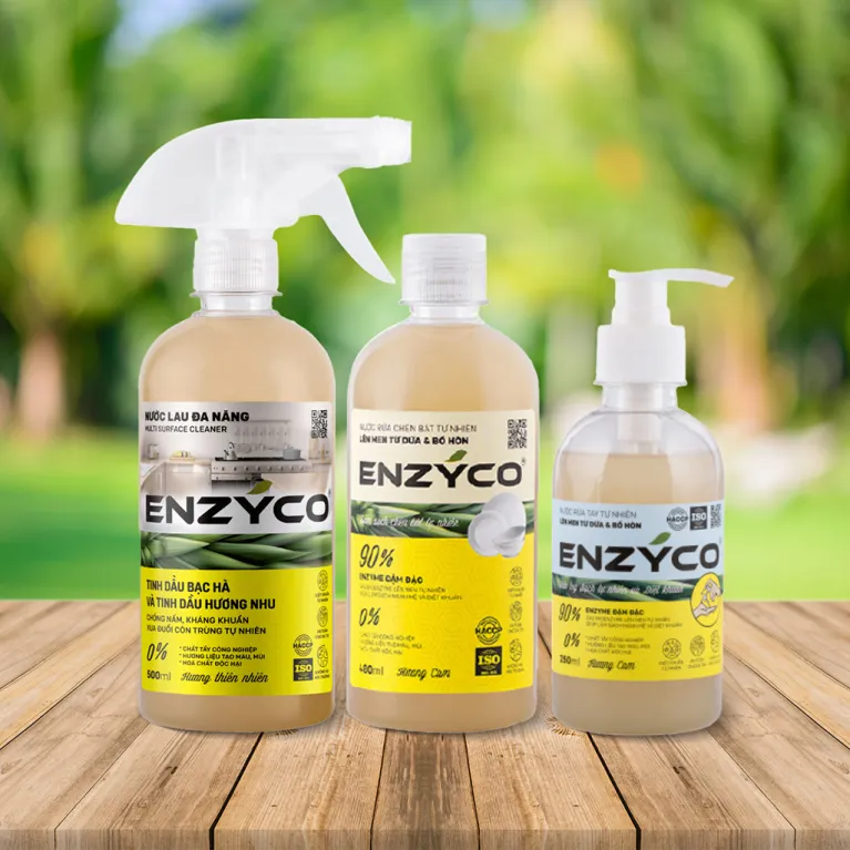 combo sạch tự nhiên, nước lau đa năng, nước rửa tay và nước rửa bát tự nhiên bằng enzyme từ dứa, giải pháp vệ sinh toàn diện và an toàn