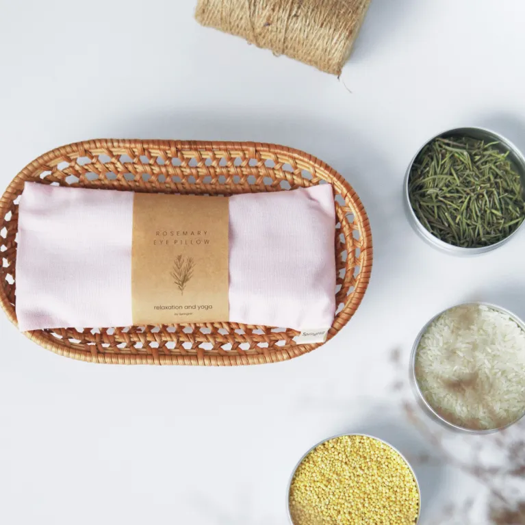rosemary eye pillow, herbal compress pillow, eye relaxation compress pillow, personalized embroidered pillow, hot and cold compress