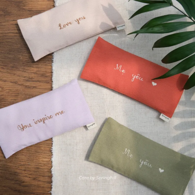 rosemary eye pillow, herbal compress pillow, eye relaxation compress pillow, personalized embroidered pillow, hot and cold compress