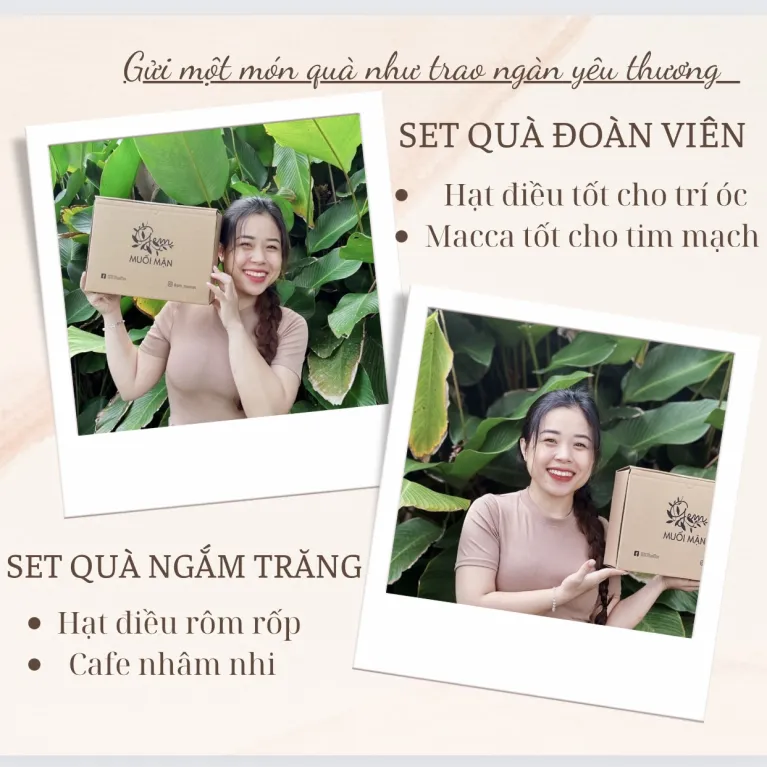 Hộp quà hạt điều & macca, món quà mộc mạc khó quên với hạt điều rang muối và macca nứt vỏ - set quà ăn vặt lành mạnh, đặc sản Việt Nam ý nghĩaHộp quà hạt điều & macca, món quà mộc mạc khó quên với hạt điều rang muối và macca nứt vỏ - set quà ăn vặt lành mạnh, đặc sản Việt Nam ý nghĩa