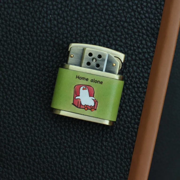 Personalized Engraved Lighter, Cartoon Hand Painted Leather Lighter, Cute Illustration,  Artistic Lighters, Unique Gifts, Personalized Gifts