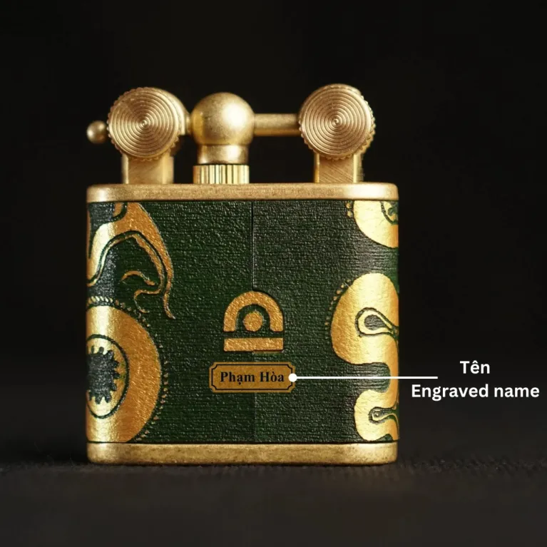 The Classic Green Hand-Drawn Leather Lighter - Ly Dynasty Dragon Art is the perfect choice for those seeking a distinctive and culturally rich accessory.  Featuring the iconic Ly Dynasty dragon, this lighter embodies both the pride and power of the Vietna