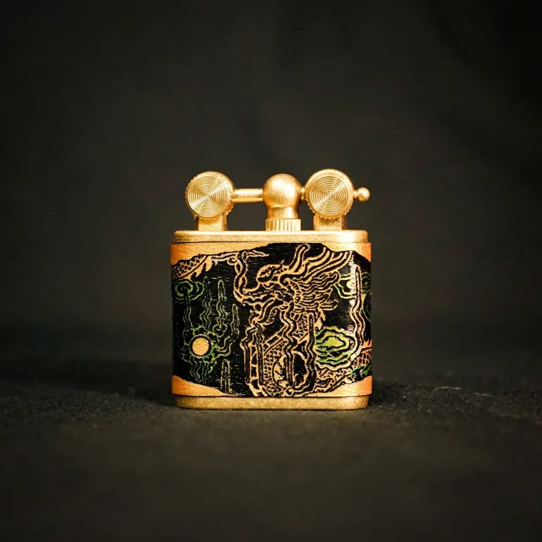 Nine Heavens Dragon Hand-Drawn Leather Lighter, Personalized Engraved Lighters, A Royal Essence, Handmade Lighters, Personalized Gifts