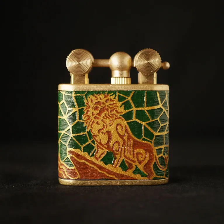 Nemean Hand-Drawn Leather Lighter, Earth Element, Greek Mythology, Personalized Engraved Lighters, Unique Gifts