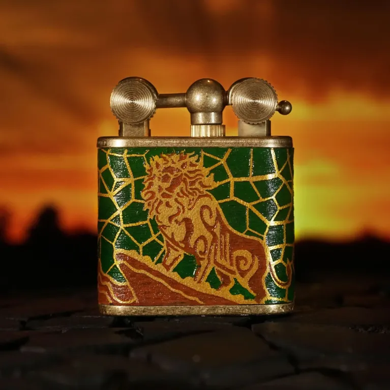 Nemean Hand-Drawn Leather Lighter, Earth Element, Greek Mythology, Personalized Engraved Lighters, Unique Gifts