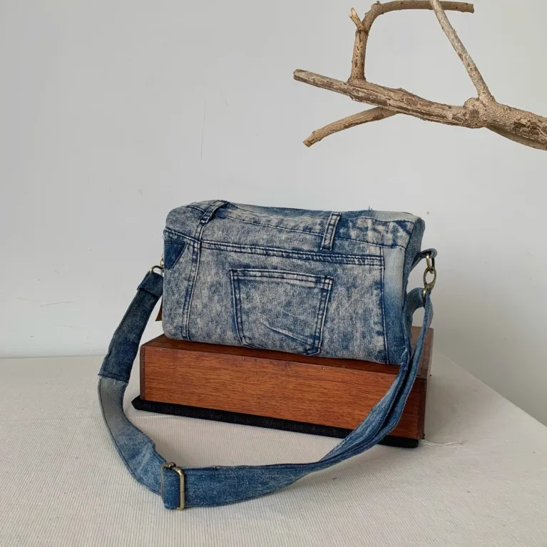 denim bag, handmade denim bag