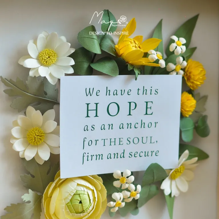 Sunny Blossom, Customized Paper Flower Painting, Handmade Decorative Painting, 25 x 25 cm, Wooden Frame, Size, Highlight for Space, Handmade Gifts