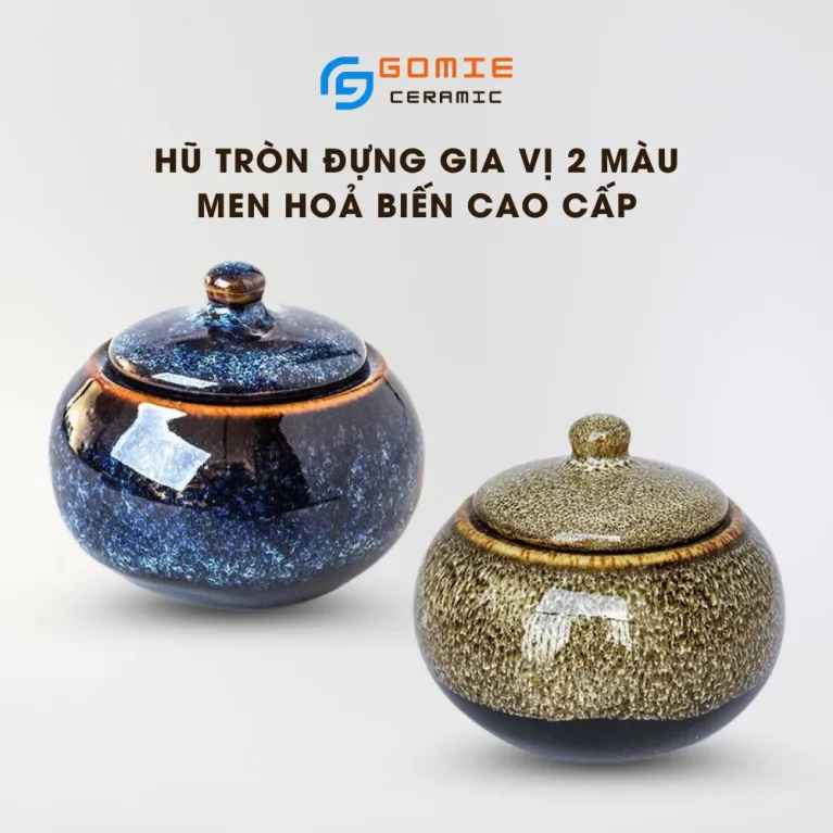 Hũ Gốm Tròn Đựng Gia Vị, Tráng Men Hỏa Biến, Tỏa Sáng Gian Bếp Nhà, Gốm Sứ Bát Tràng, Hũ Đựng Gia Vị, Lọ Gia Vị, Gốm Hỏa Biến, Đồ Dùng Nhà Bếp