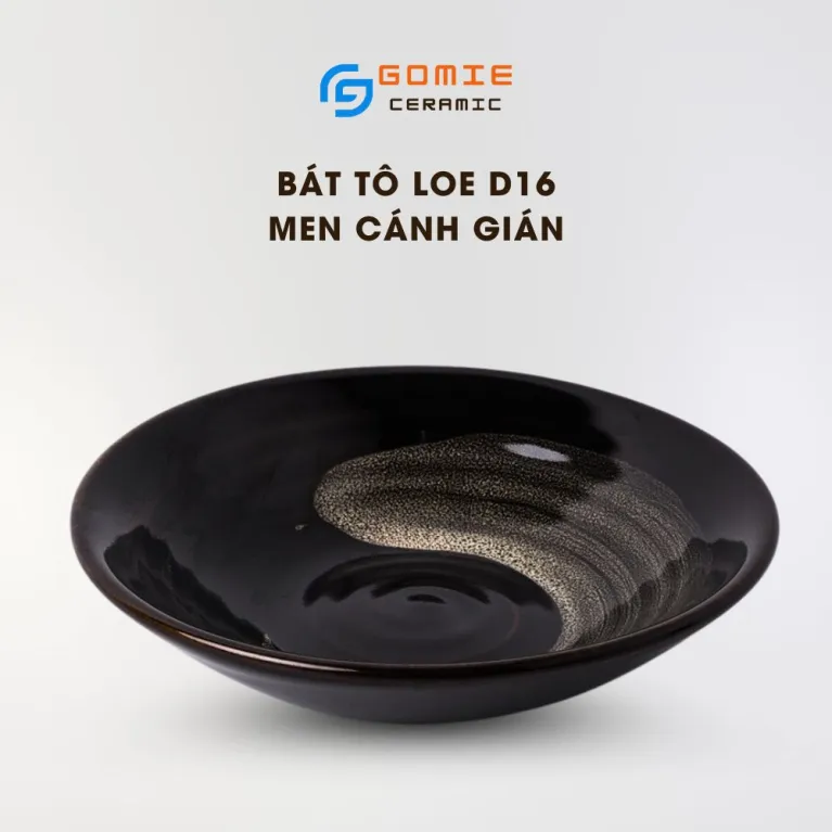 Bát Tô Loe Men Cánh Gián Hỏa Biến D16, Gốm Bát Tràng, Nâng Niu Từng Bữa Ăn, Bát Canh, Bát Phở, Tô Nông Loe, Gốm Hỏa Biến Thượng Hạng, Đồ Dùng Nhà Bếp