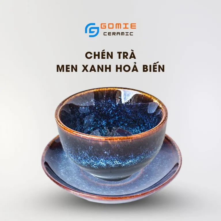 Cốc Uống Chè Men Xanh Hỏa Biến, Gốm Sứ Bát Tràng, Hơi Thở Biển Xanh Trong Từng Ngụm Trà, Tách Trà, Gốm Hỏa Biến, Gốm Sứ Cao Cấp, Trang Trí Bàn Tiệc