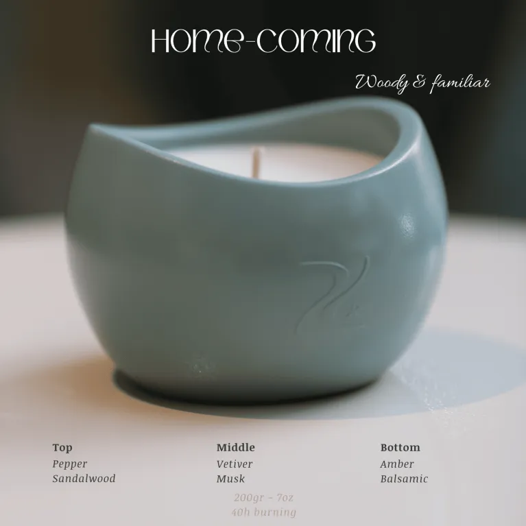 Pyra Home-Coming Scented Candle, Moved by Peaceful Sensations, Natural Ingredients, Artistic Candle, Elegant Birthday Gift, Unique Corporate Gift