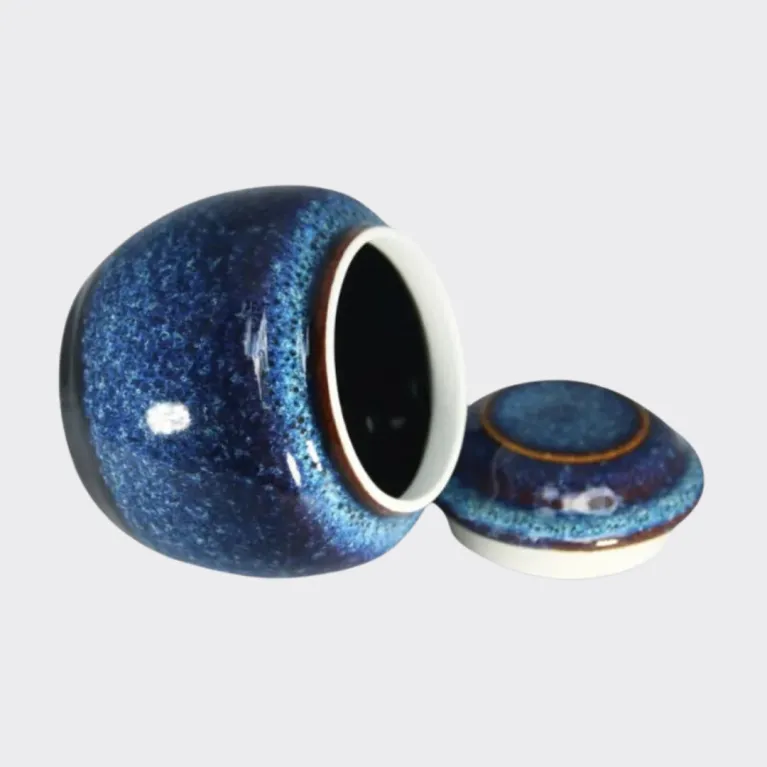 Hộp Đựng Trà Men Xanh Hỏa Biến, Gốm Sứ Bát Tràng, Thêm Tinh Tế Vào Từng Thức Uống, Lọ Đựng Trà, Lọ Đựng Cà Phê, Gốm Hỏa Biến, Gốm Cao Cấp