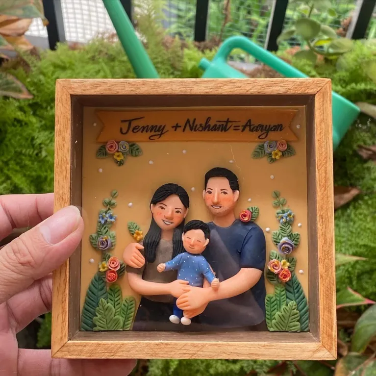 Tranh Đất Sét Theo Yêu Cầu, Cỡ Nhỏ, Ảnh Người Và Thông Điệp Tự Chọn, Tối Đa 4 Người, Tranh Đất Sét Cá Nhân Hóa, Quà Tặng Cá Nhân Hóa, Quà Cưới