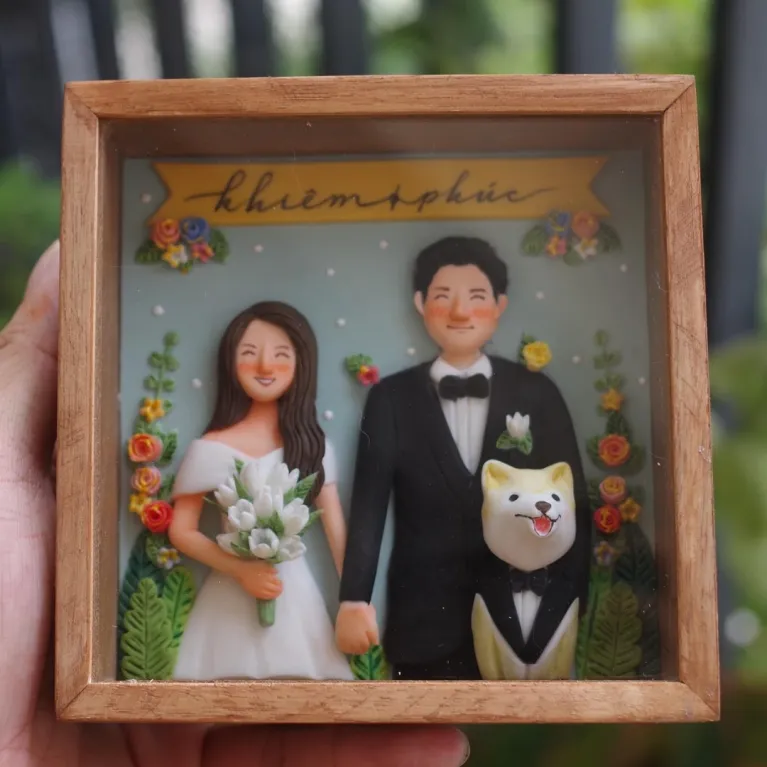 Couple Clay Art, Custom Photo And Message, Personalized Clay Painting, Portrait Figurine, Personalized Gift, Unique Wedding Gifts, Birthday Gifts