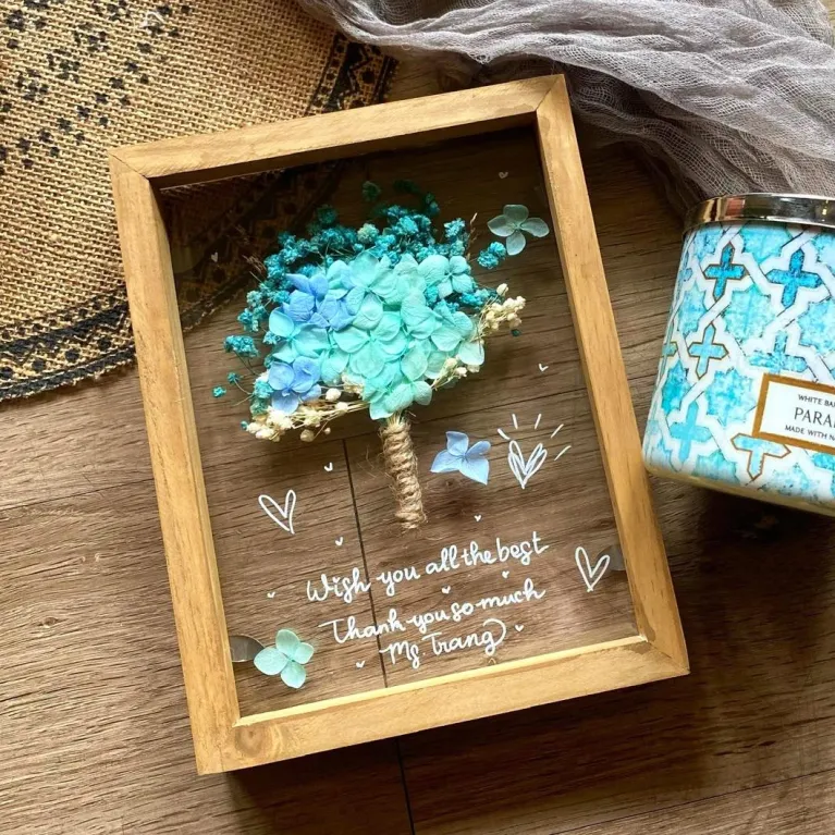 Bouquet Design, Rectangle Dried Flower Frame, Decorative Artwork, Rustic And Natural Beauty, Handcrafted Decor Item, Personalized Gifts
