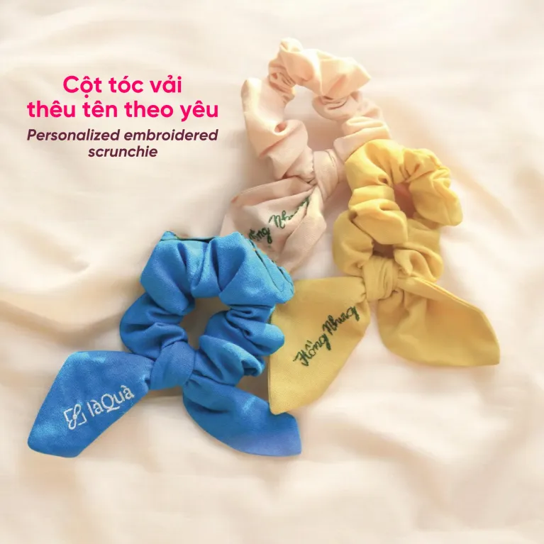 "Morning Sunshine" Gift Set, Customized Name Embroidered Face Mask And Scrunchie, Patterned Kraft Box, Gifts For Women, Meaningful Gifts