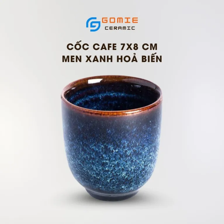 Cốc Cà Phê Gốm Men Xanh Hỏa Biến, 7 X 8 Cm, Gốm Sứ Bát Tràng Cao Cấp, Cốc Sứ Màu Sắc Độc Đáo, Gốm Sứ Thủ Công Việt Nam, Quà Tặng Việt Nam Tinh Tế