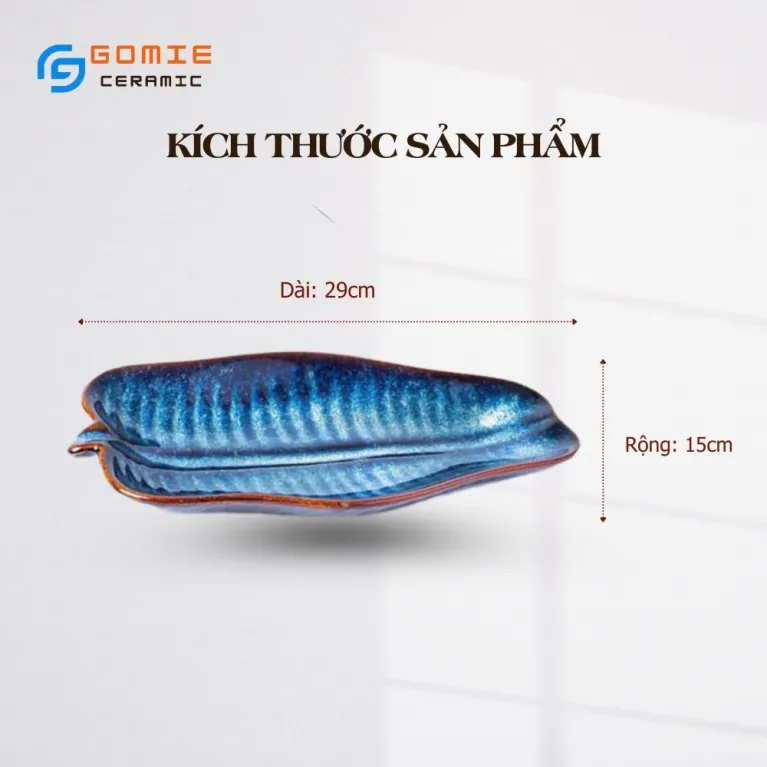 Đĩa Lá Chuối Men Xanh Hỏa Biến, 29 x 14cm, Gốm Sứ Bát Tràng Cao Cấp, Đĩa Gốm Thiết Kế Độc Đáo, Đĩa Gốm Men Hỏa Biến, Đồ Dùng Nhà Bếp Sang Trọng