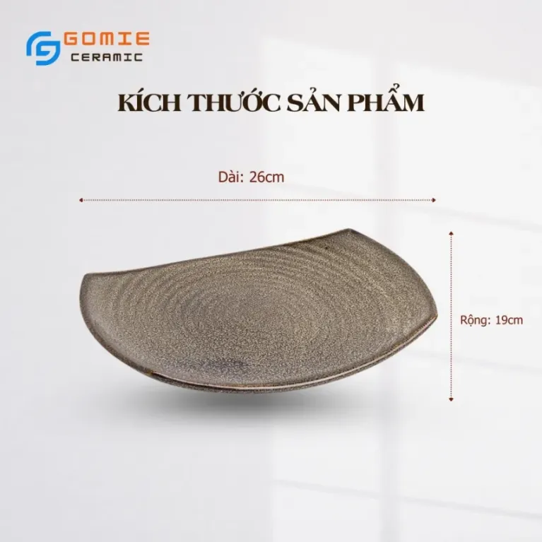Đĩa Cắt Men Gấm Vàng Hỏa Biến, 26 x 19cm, Gốm Sứ Bát Tràng, Đĩa Gốm Cao Cấp, Khay Gốm Sứ, Thiết Kế Phá Cách, Gốm Sứ Việt Nam, Quà Tặng Tinh Tế