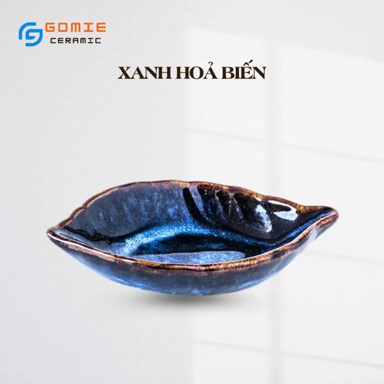 Đĩa Lá Ngân Men Hỏa Biến, 16 x 9cm, Gốm Sứ Bát Tràng Cao Cấp, Đĩa Gia Vị, Đĩa Gốm Hỏa Biến, Đồ Gốm Thiết Kế Độc Đáo, Phụ Kiện Sang Trọng Cho Bàn Tiệc