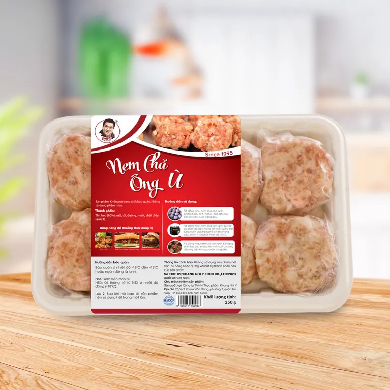 Ông Ù Chopped Meat 250G, Clean Pork, Versatile Delicious Dishes, Fresh Pork Rolls, Round Chopped Pork, Preservative-Free, Vietnamese Specialties