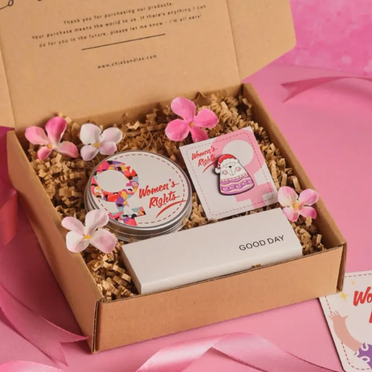 Tin Candle Gift Set With Adorable Pin / Keychain, "Women's Rights" Handmade Scented Candle Collection, Perfect Gift For Women, Meaningful Gift