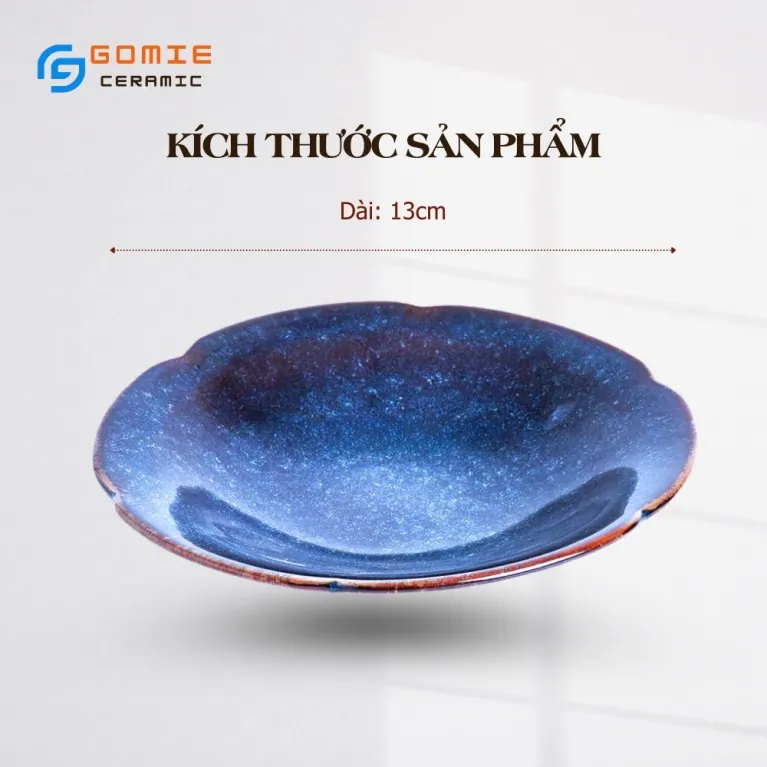 Đĩa Miệng Viền Hoa Men Xanh Hoả Biến, Gốm Sứ Bát Tràng Cao Cấp, Đường Kính 13Cm, Đĩa Viền Hoa Gốm Sứ, Đồ Gốm Thiết Kế Tinh Tế, Đĩa Gốm Hỏa Biến