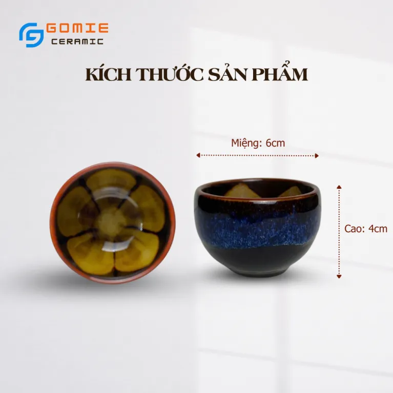 Fire-Glazed Flower Inner Tea Cup, Bat Trang Ceramics, Ceramic Tea Cup, Unique Fire-Glazed Ceramic Cup, Vietnamese Ceramics, Handmade Ceramics