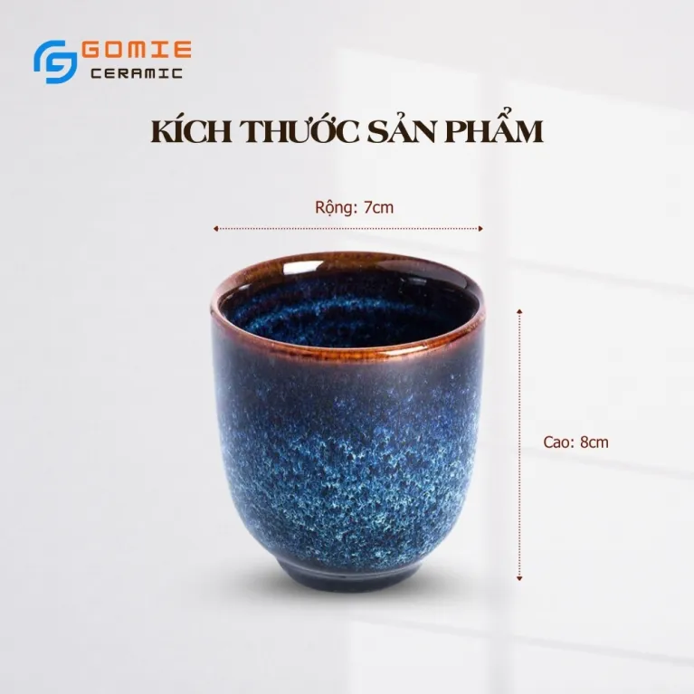 Cốc Cà Phê Gốm Men Xanh Hỏa Biến, 7 X 8 Cm, Gốm Sứ Bát Tràng Cao Cấp, Cốc Sứ Màu Sắc Độc Đáo, Gốm Sứ Thủ Công Việt Nam, Quà Tặng Việt Nam Tinh Tế