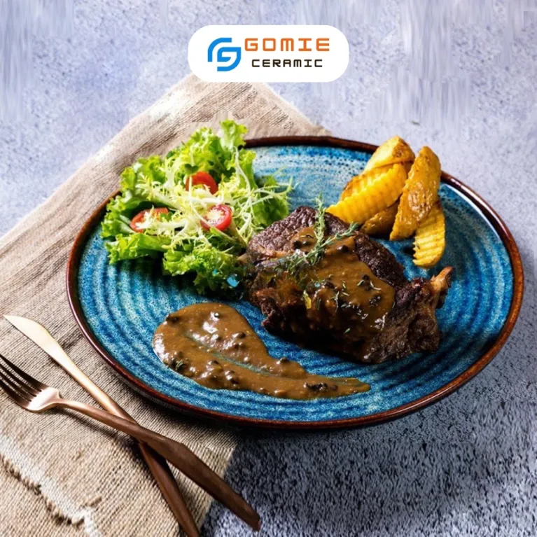 Đĩa Tròn Kim Cương Men Xanh Hỏa Biến, Gốm Sứ Bát Tràng Cao Cấp, Khay Tròn Phẳng, Đĩa Gốm Đa Dụng, Khay Gốm Đựng Ly, Đồ Gốm Thủ Công Việt Nam
