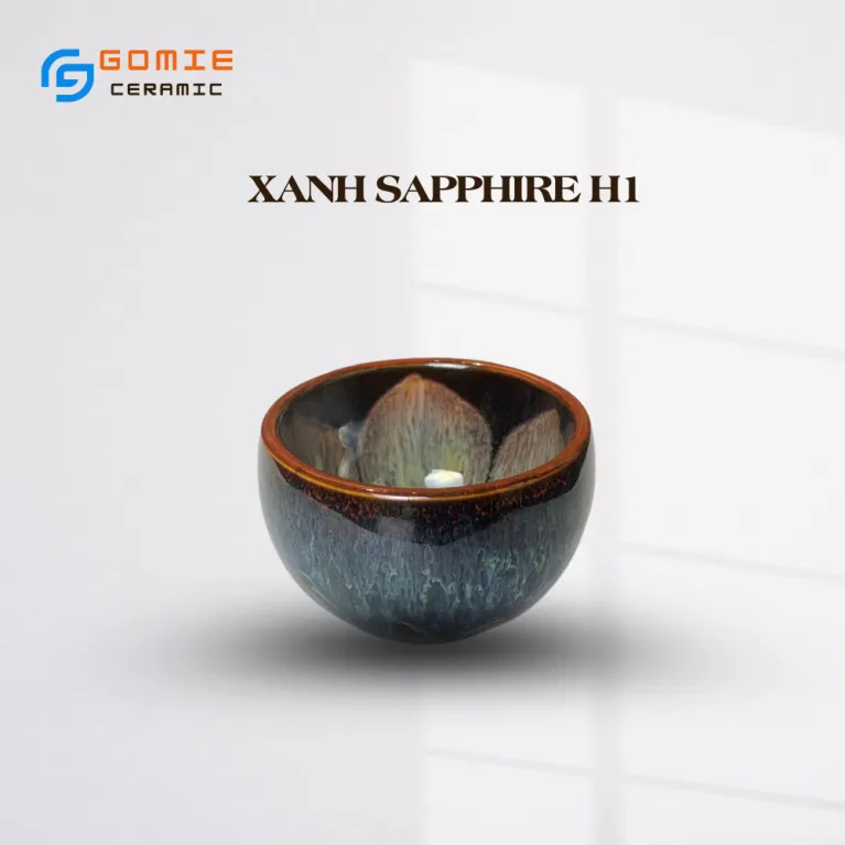 Fire-Glazed Flower Inner Tea Cup, Bat Trang Ceramics, Ceramic Tea Cup, Unique Fire-Glazed Ceramic Cup, Vietnamese Ceramics, Handmade Ceramics