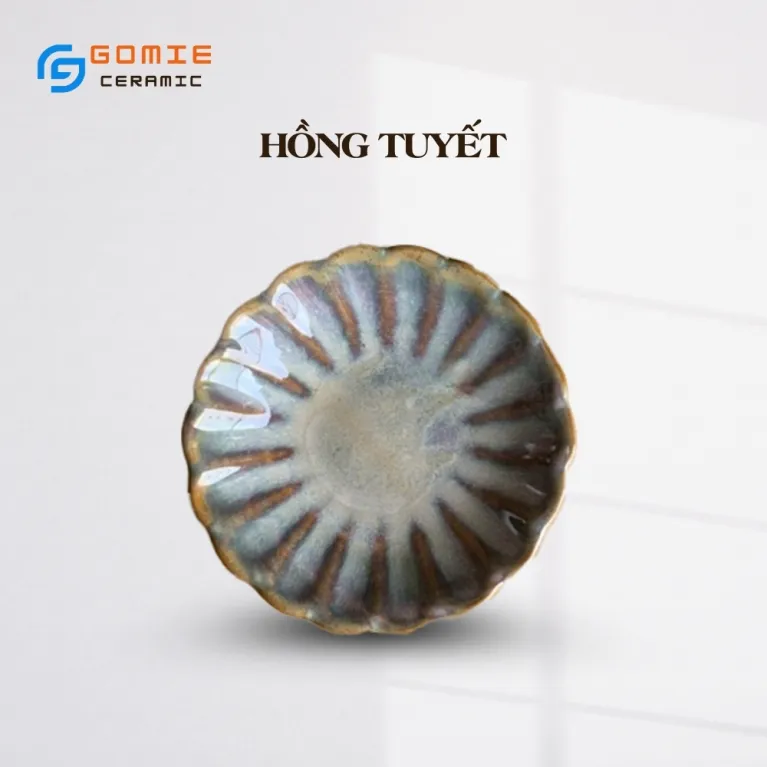 Đĩa Gia Vị Hoa Cúc Men Hỏa Biến, Gốm Sứ Bát Tràng, Đĩa Gốm Sang Trọng, Đĩa Gốm Hình Hoa Cúc Đựng Nước Chấm, Phụ Kiện Bàn Tiệc, Đồ Gốm Thủ Công