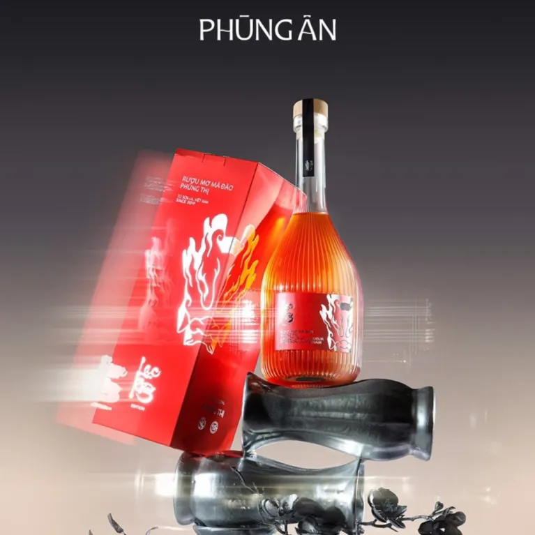 Phung Thi Apricot Craft Liqueur, a handmade Vietnamese gift made from ripe apricots and aged for two years, perfect for those who appreciate fine flavors.