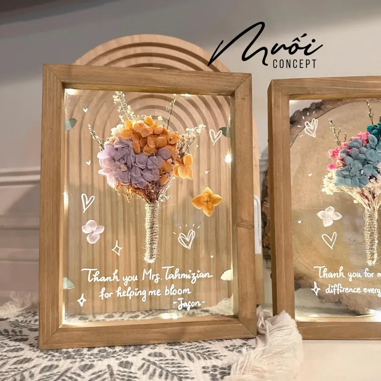 bó hoa, tranh hoa khô dáng chữ nhật, muối concept, chus
