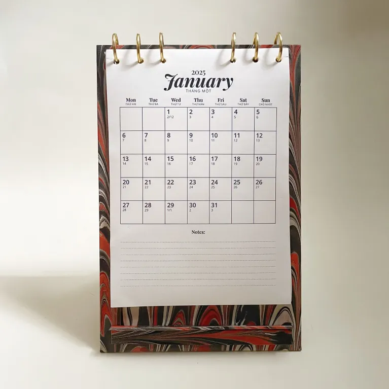 Start your year with the Marbled A5 Table Calendar, a daily dose of art and functionality, featuring a reusable 2025 calendar set that doubles as a unique art calendar and stylish stationery, making it the perfect New Year gift.
