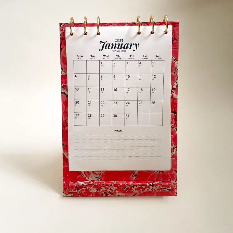 Start your year with the Marbled A5 Table Calendar, a daily dose of art and functionality, featuring a reusable 2025 calendar set that doubles as a unique art calendar and stylish stationery, making it the perfect New Year gift.