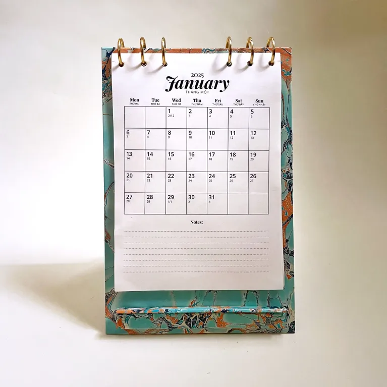 Start your year with the Marbled A5 Table Calendar, a daily dose of art and functionality, featuring a reusable 2025 calendar set that doubles as a unique art calendar and stylish stationery, making it the perfect New Year gift.