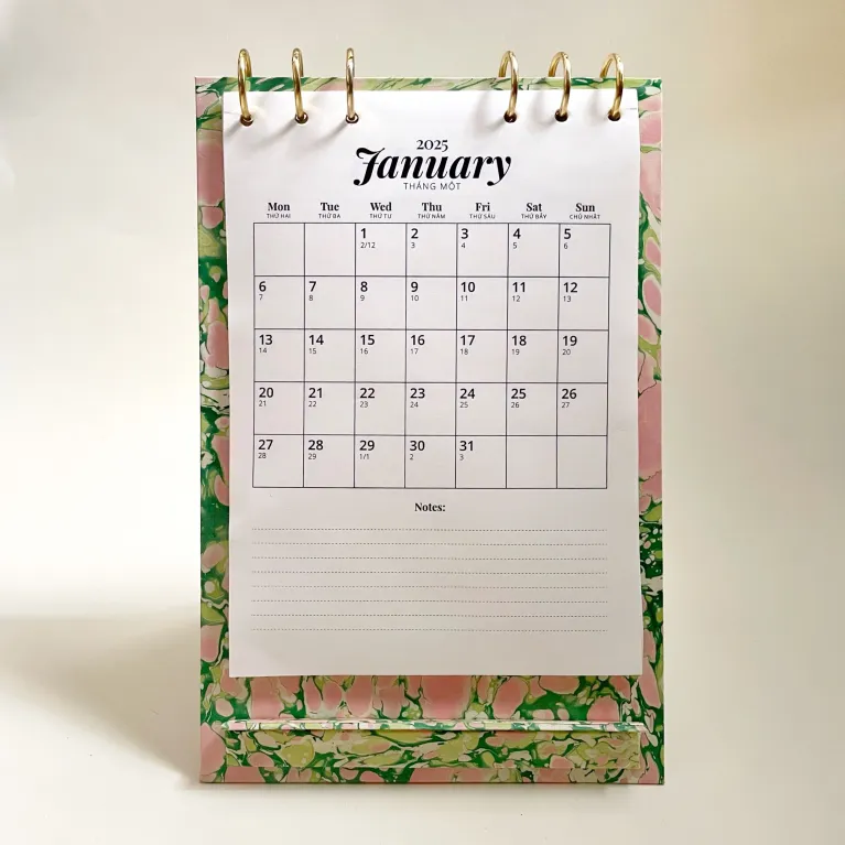 Start your year with the Marbled A5 Table Calendar, a daily dose of art and functionality, featuring a reusable 2025 calendar set that doubles as a unique art calendar and stylish stationery, making it the perfect New Year gift.
