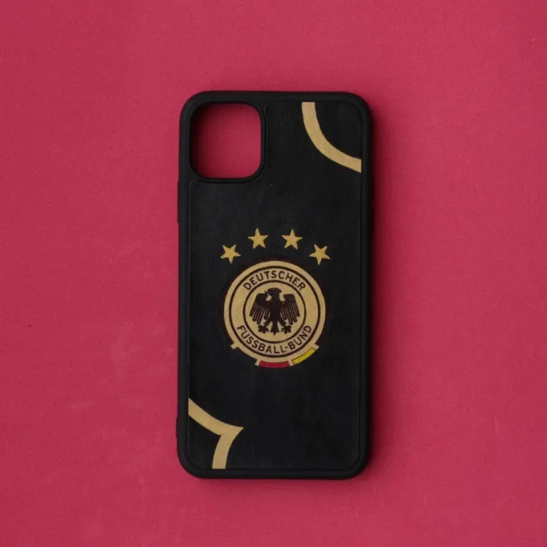 The Personalized Football Team Leather Phone Case is a unique handmade accessory, featuring name engraving and designed as the perfect gift for soccer fans, making it an ideal personalized gift.