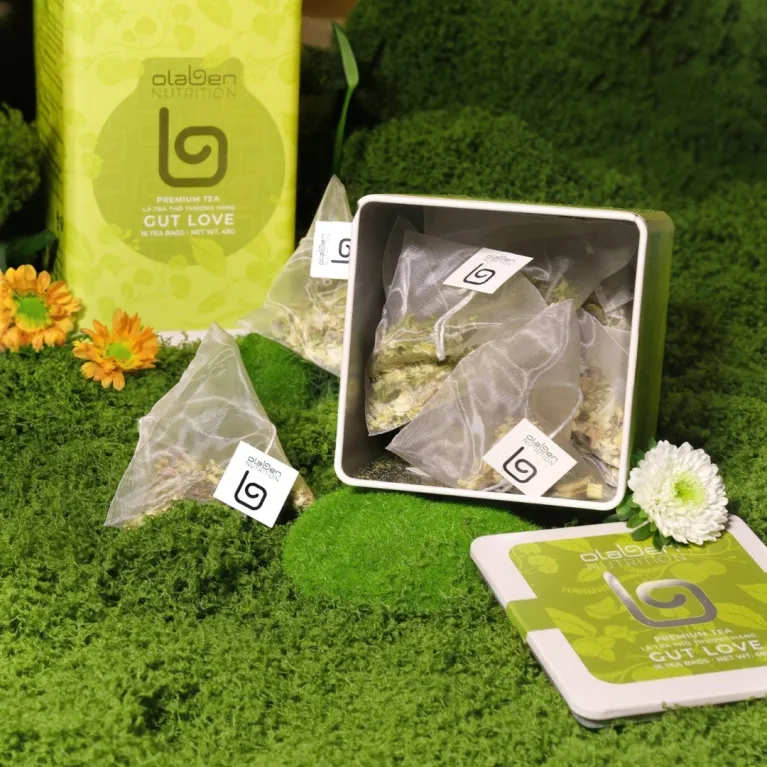 Experience the bold and refreshing taste of Gut Love Herbal Tea, a gut-friendly drink made with premium green tea and natural ingredients, offering a healthy beverage choice and the perfect health gift