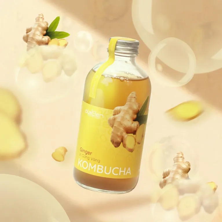 Kombucha Gừng Vàng Là Dòng Trà Lên Men Tự Nhiên Từ Nguyên Liệu Cao Cấp Với Nhiều Lợi Ích Cho Cơ Thể, Rất Phù Hợp Để Làm Quà Tặng Sức Khỏe