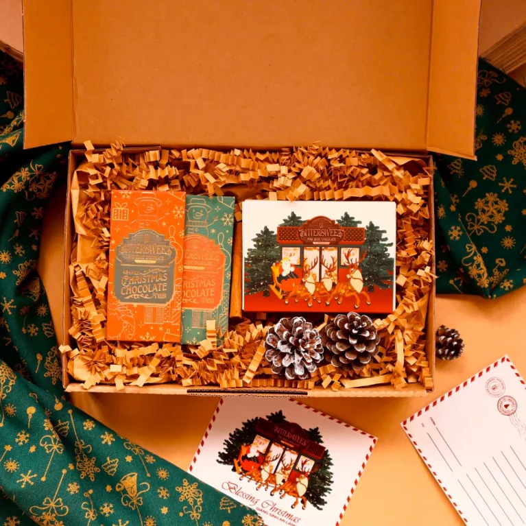 The Christmas Chocolate Gift Box features three premium chocolate boxes, making it the perfect gift for a merry Christmas.